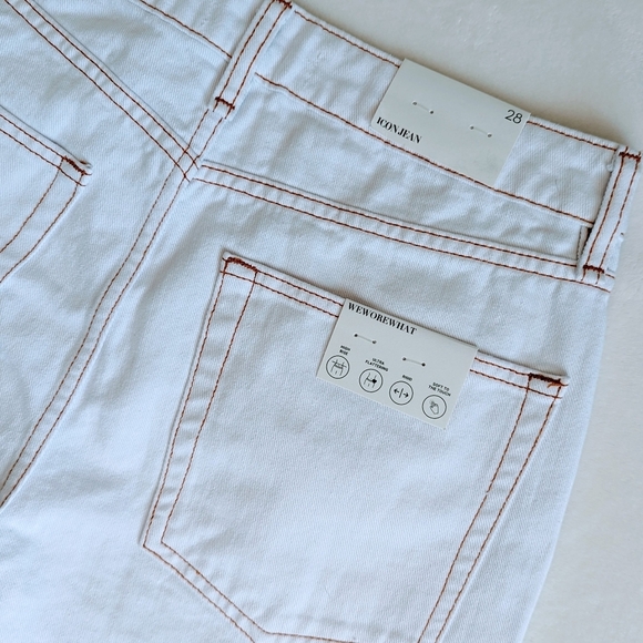 WeWoreWhat Icon Jeans High Rise 100% Cotton Non Stretch Distressed White 28 NWT - Picture 11 of 16